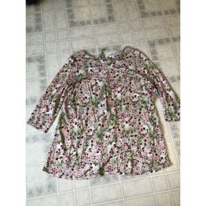 Pure Jill Love Linen Pink Floral Blouse Tie Back 100% linen 3/4 sleeve J. Jill